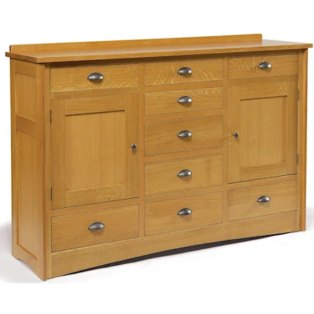 9-Drawer Solid Wood Triple Dresser with 2 Doors